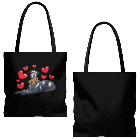 Irish Wolfhound Dog With Stuffed Animal Tote Bags (AOP)