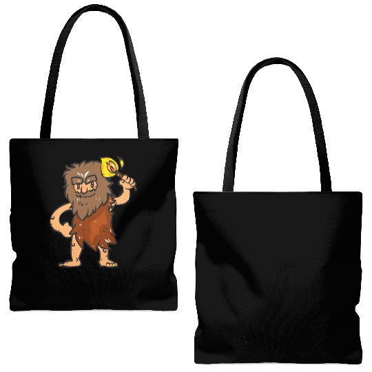 Caveman with Torch Tote Bags (AOP)