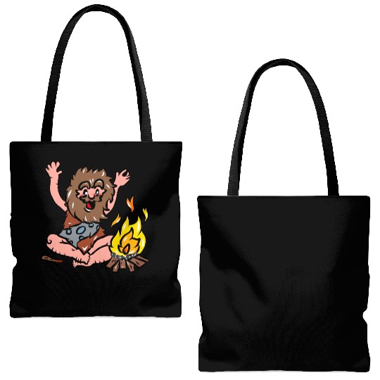 Caveman with Fire Tote Bags (AOP)