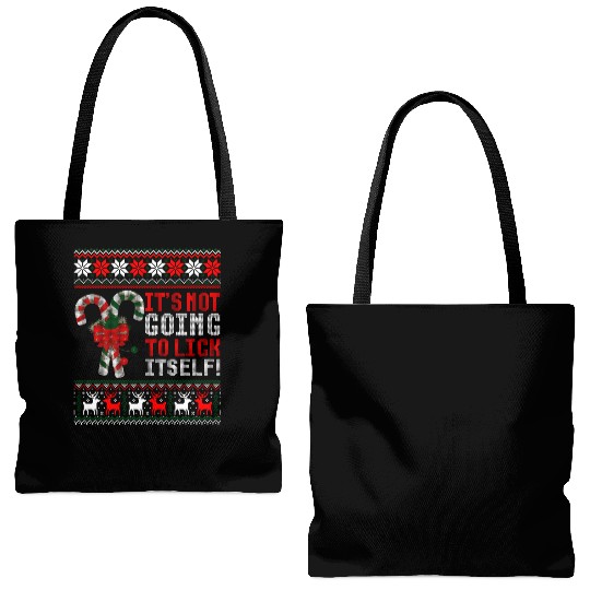 Its Not Going To Lick Itself Candy Cane Ugly Sweat Tote Bags (AOP)