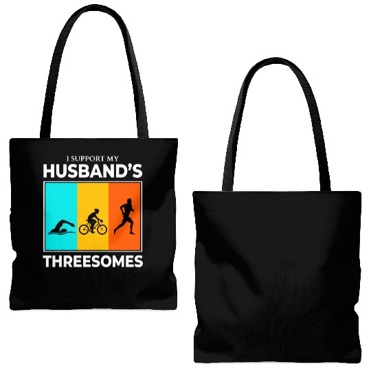 Swim Bike Run Triathlon Triathlete Husband Wife Tote Bags (AOP)
