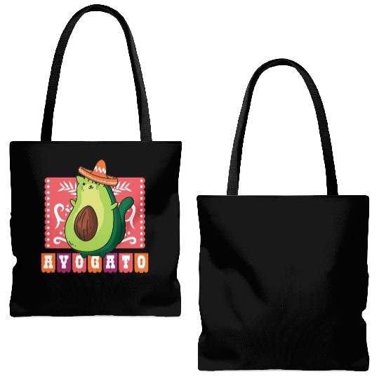 AVOGATO " AVOCADO CAT MEXICAN " Tote Bags (AOP)