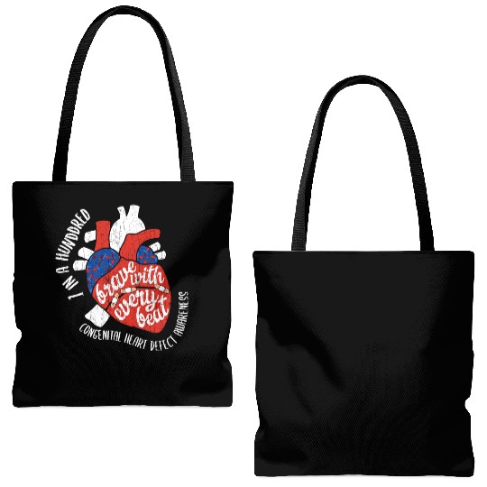 Brave With Every Beat CHD Awareness Happy Gift Tote Bags (AOP)