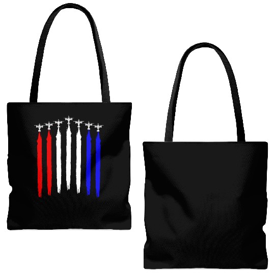 V-22 Osprey Helicopter Red White Blue Contrails Tote Bags (AOP)