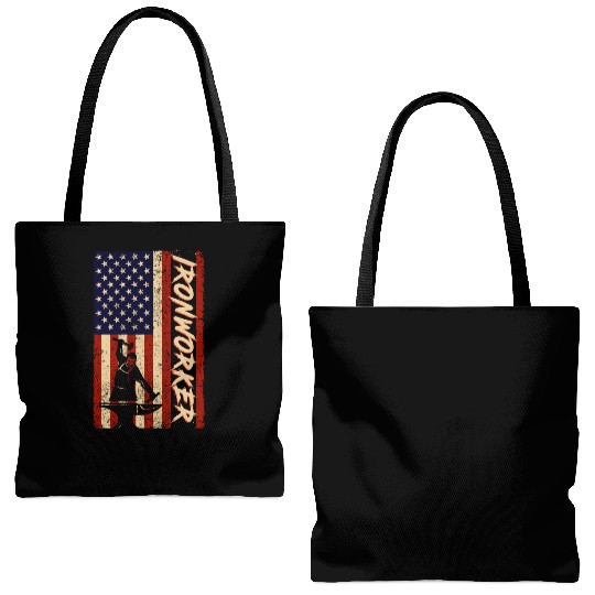 US Flag Ironworker Independence labor Day Tote Bags (AOP)