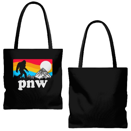 PNW Pacific Northwest Bigfoot Tote Bags (AOP)