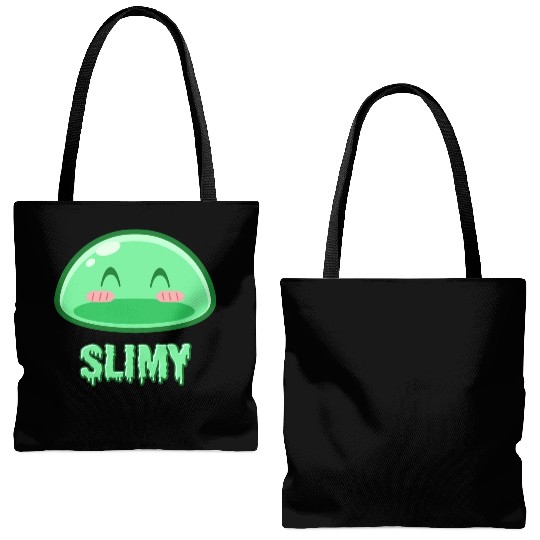 Cute Green Dungeon Slime Monster Weird Anime Tote Bags (AOP)