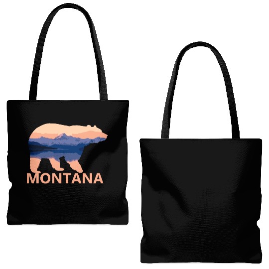 Montana Bear Nature Hiking Camping Gift Tote Bags (AOP)