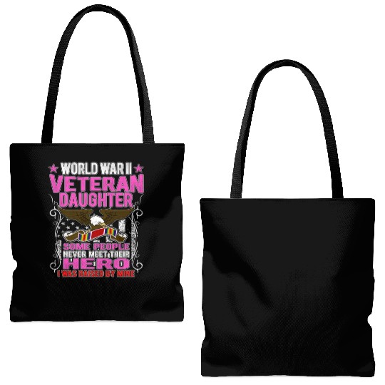 Veteran-Proud World War 2 Veteran Daughter Militar Tote Bags (AOP)