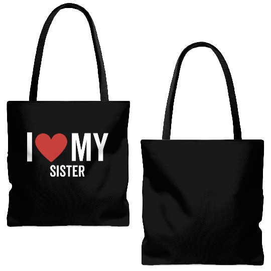 I Love My Sister Tote Bags (AOP)