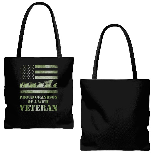 World War 2 Ii 80th Anniversary Proud Grandson Of Tote Bags (AOP)