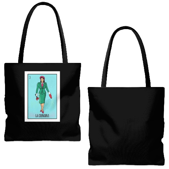 La Chingona The Bad Ass Woman Card Mexican Lottery Tote Bags (AOP)