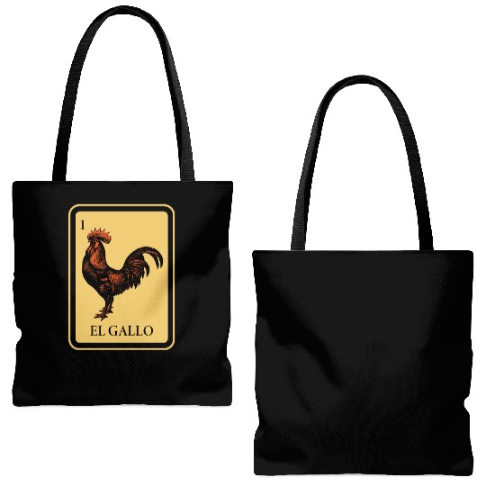Mexican El Gallo Lottery Traditional Rooster Bingo Tote Bags (AOP)