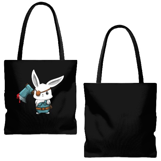 Killer Bunny With Axe Halloween Horror Tote Bags (AOP)
