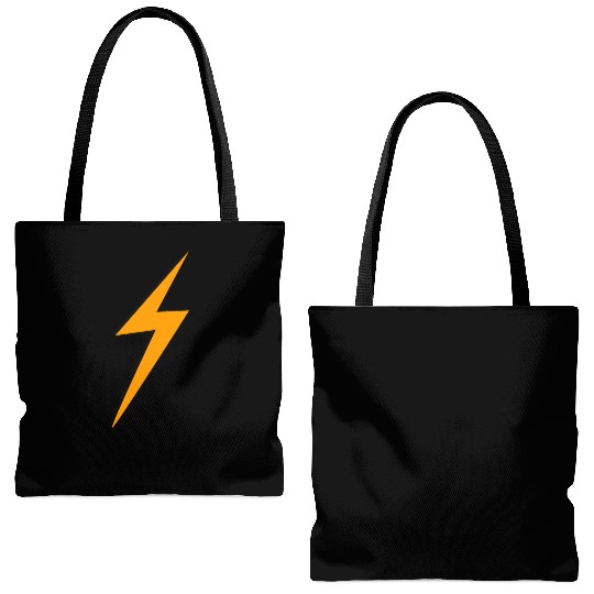 double Lightning Bolt Black And Orange Tote Bags (AOP)