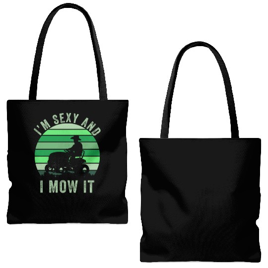 Im Sexy And I Mow It Funny Lawn Mowing Landscaping Tote Bags (AOP)