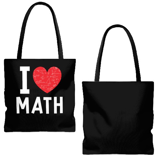 I Love Math Heart Math Tote Bags (AOP)