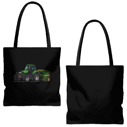 Light green tractor with a baler Tote Bags (AOP)