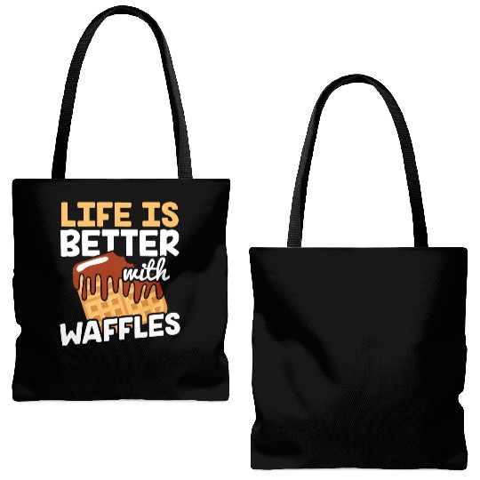 Life is Better with Waffles Waffle Pancakes Tote Bags (AOP)