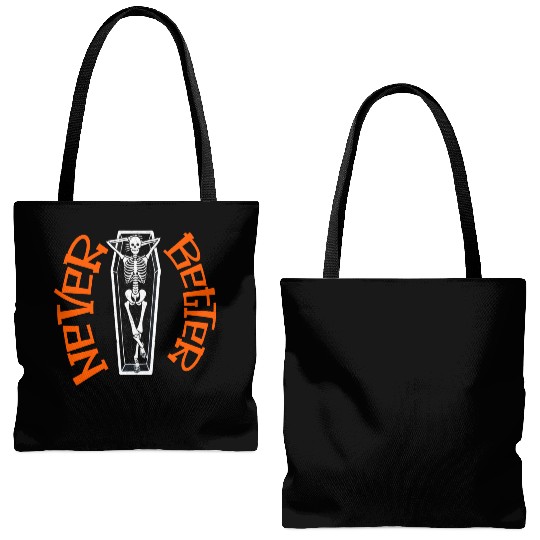 Pumpkin, Dancing Skeleton Never Better Skull Skele Tote Bags (AOP)