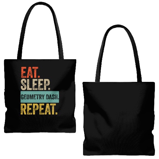 Eat sleep geometry dash repeat retro vintage Tote Bags (AOP)