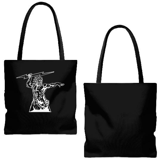 Greek mythology Zeus lightning bolt silhouette Tote Bags (AOP)