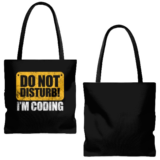 Do Not Disturb I'm Coding Vintage, Programmer Tote Bags (AOP)