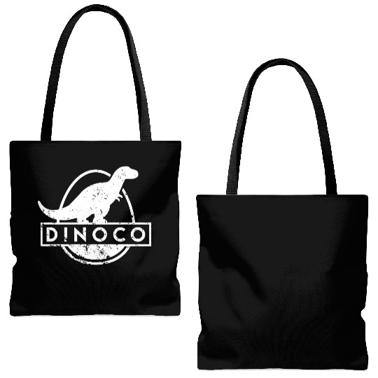 Dinoco White Distressed Tote Bags (AOP)