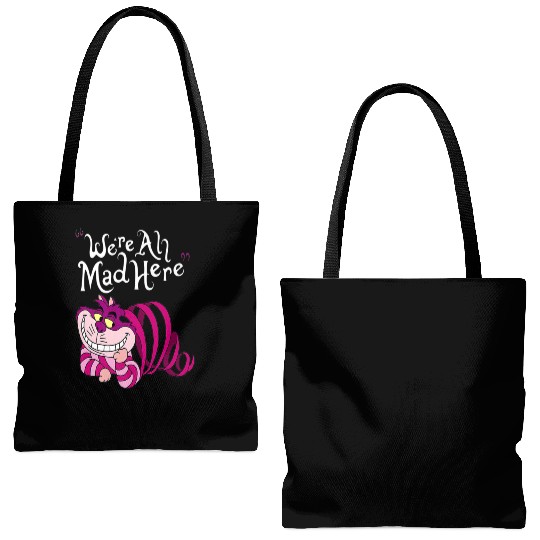 Cheshire Cat Were all Mad Here Cat 1669 Tote Bags (AOP)