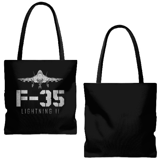 F 35 Lightning II US Airborne Fighter Pilot Tote Bags (AOP)