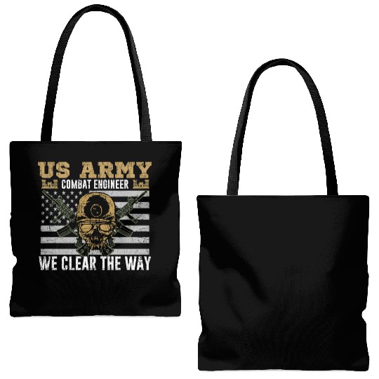 Vintage US Army Combat Engineer 12B Military Pride Tote Bags (AOP)