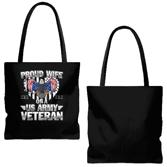Proud Wife Of A US Army Veteran Tote Bags (AOP)