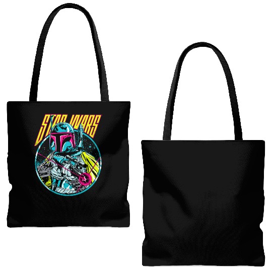 Star Wars Boba Fett Neon Blaster Vintage Graphic Tote Bags (AOP)