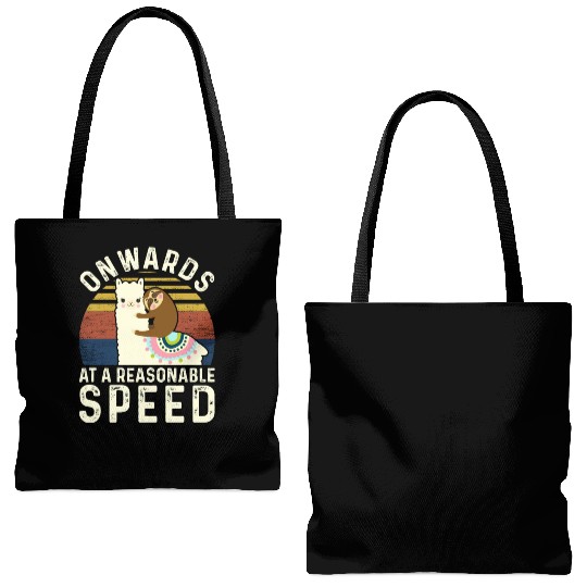 Vintage Style Sloth Riding Alpaca - Funny Llama Tote Bags (AOP)