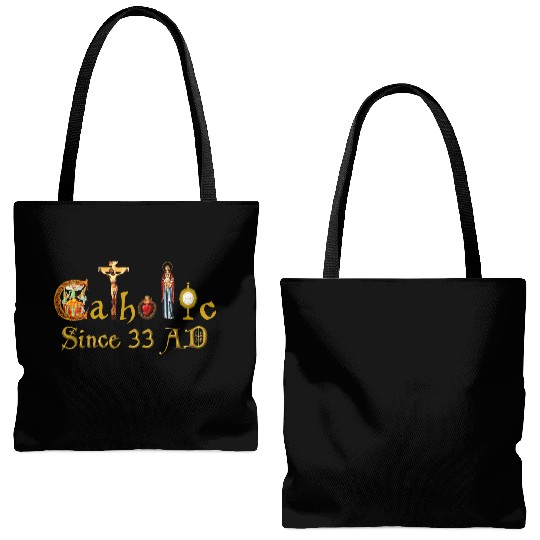 Catholic since 33 AD Jesus, Virgin Mary and Saints Tote Bags (AOP)
