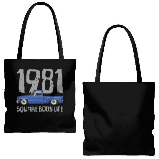 1981 Square Body Life Bright Blue Tote Bags (AOP)