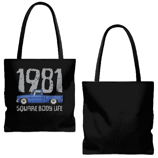 1981 Square Body Life Bright Blue Tote Bags (AOP)