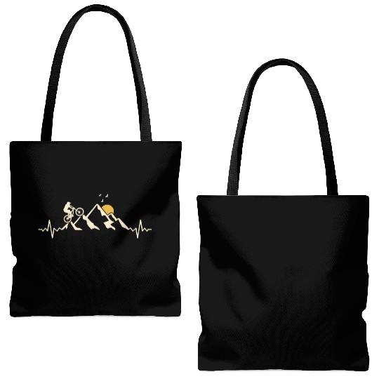 mountain biking mountain bike cycling nature Tote Bags (AOP)