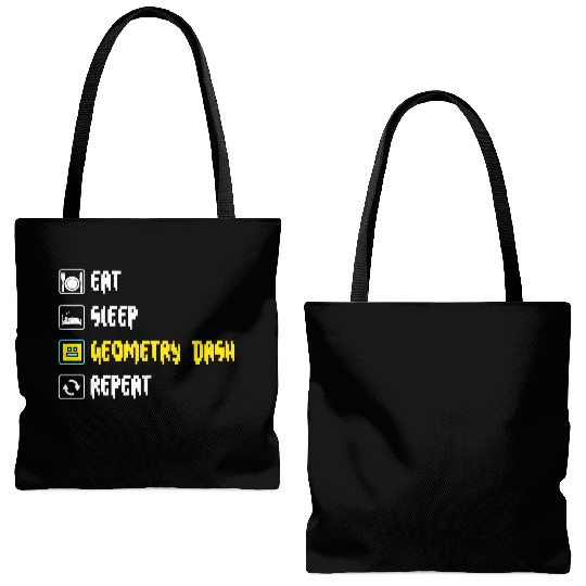 Eat sleep geometry dash repeat retro Jumper Repeat Tote Bags (AOP)