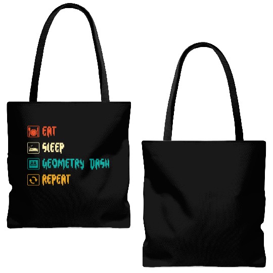 Eat sleep geometry dash repeat retro Jumper Repeat Tote Bags (AOP)