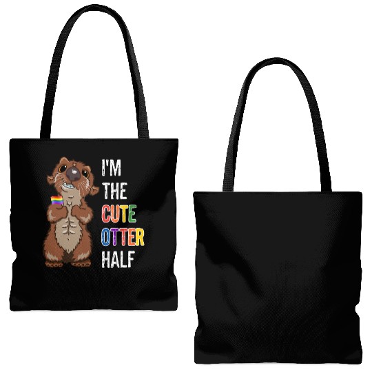 Orlando Red Tote Bags (AOP) Gay Pride Couples Gay Otter Half