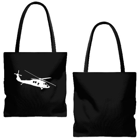 UH-60 Black Hawk Helicopter Silhouette Tote Bags (AOP)