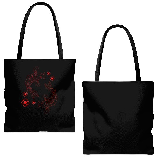 Japanese Koi Fish Carp Graphic Design Tote Bags (AOP)