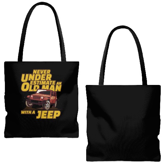 Never Underestimate An Old Man with A Jeep Brown Tote Bags (AOP)