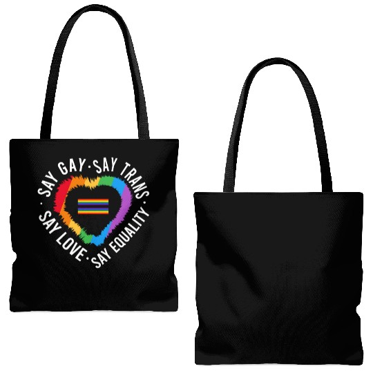 LGBT Transgender Pride Flag Gift Say Gay Say Trans Tote Bags (AOP)