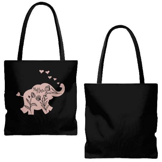 Elephant Girls Women Flowers Tote Bags (AOP)