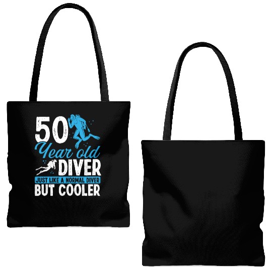 50th Birthday Scuba Divers Scuba Diving 50 Years Tote Bags (AOP)
