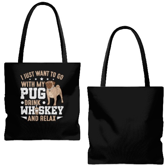 Pug Dog Owner I Just Want To Go With My Pug Tote Bags (AOP)