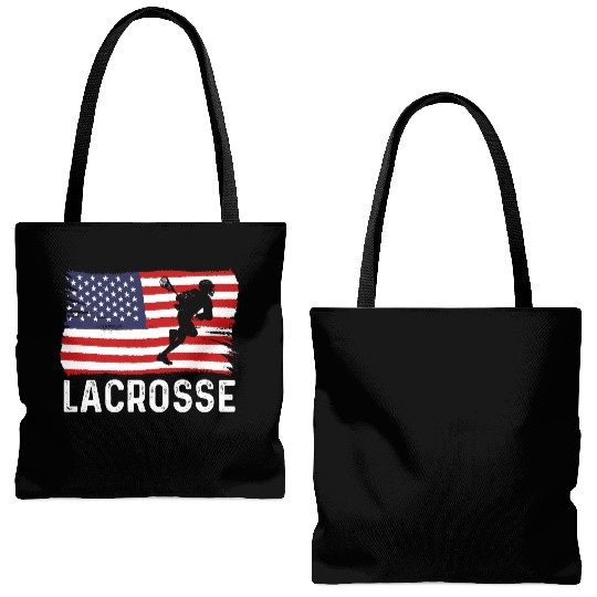 Lacrosse American Flag USA 4th Of July Tote Bags (AOP)