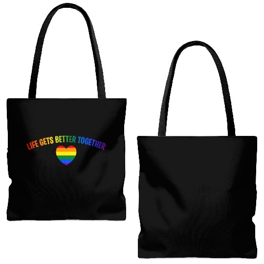 Life Gets Better Together Tote Bags (AOP) LGBTQ Gay Pride